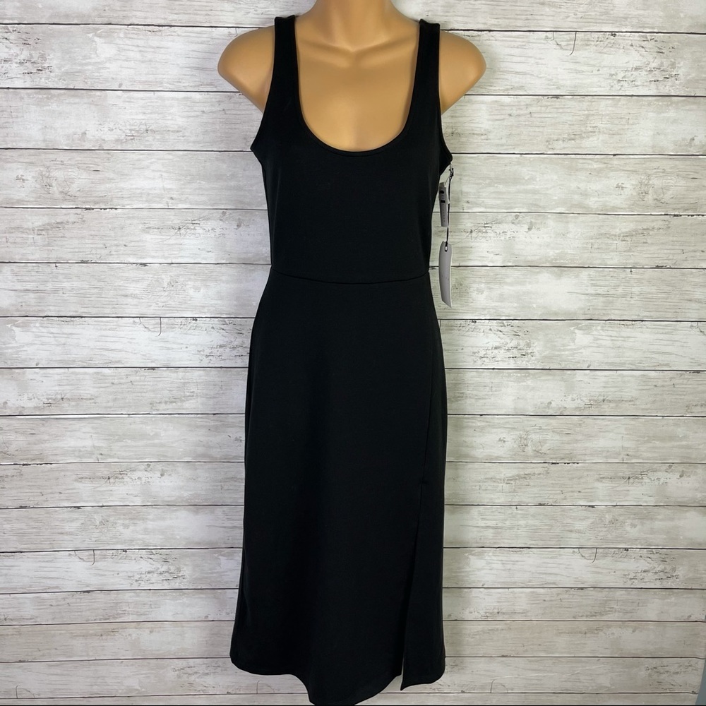 Leith Black Scoop Neck Midi Dress NWT